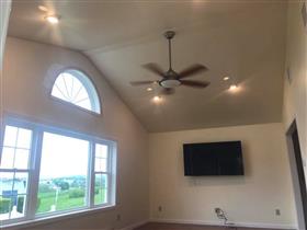Cathedral ceiling with ceiling fan: 