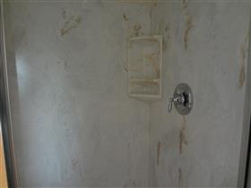 Inside shower stall: 