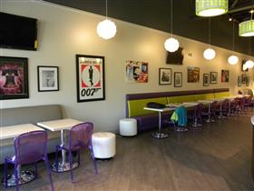 Plenty of sitting areas to listen to the music, watch the tv and enjoy your yogurt.: 